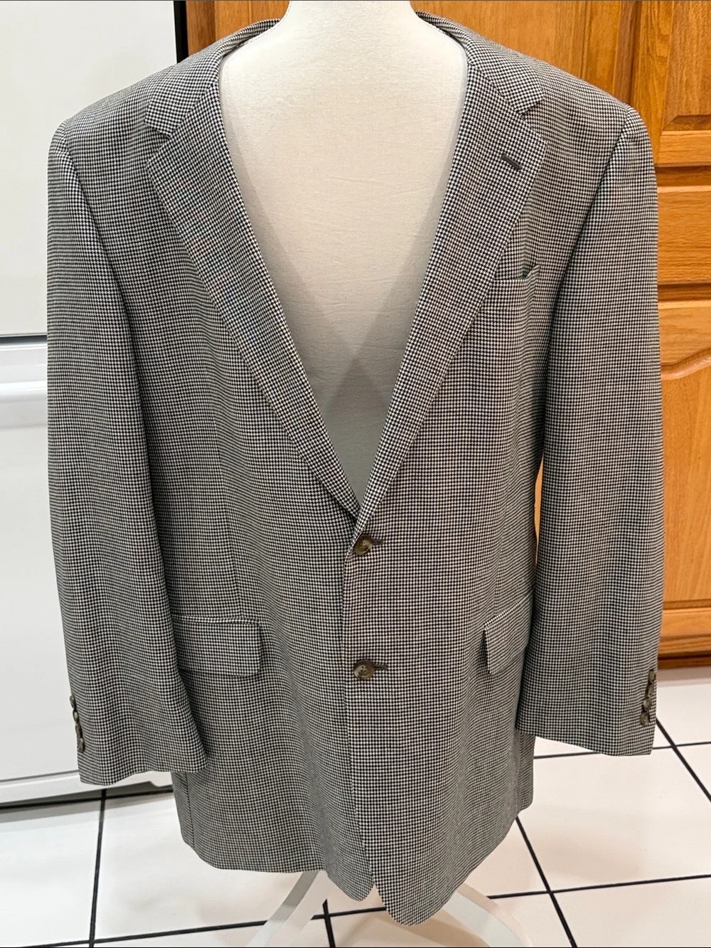 Jos. A. Bank 48L Silk Wool‎ Houndstooth Sport Coat Blazer 48L Long